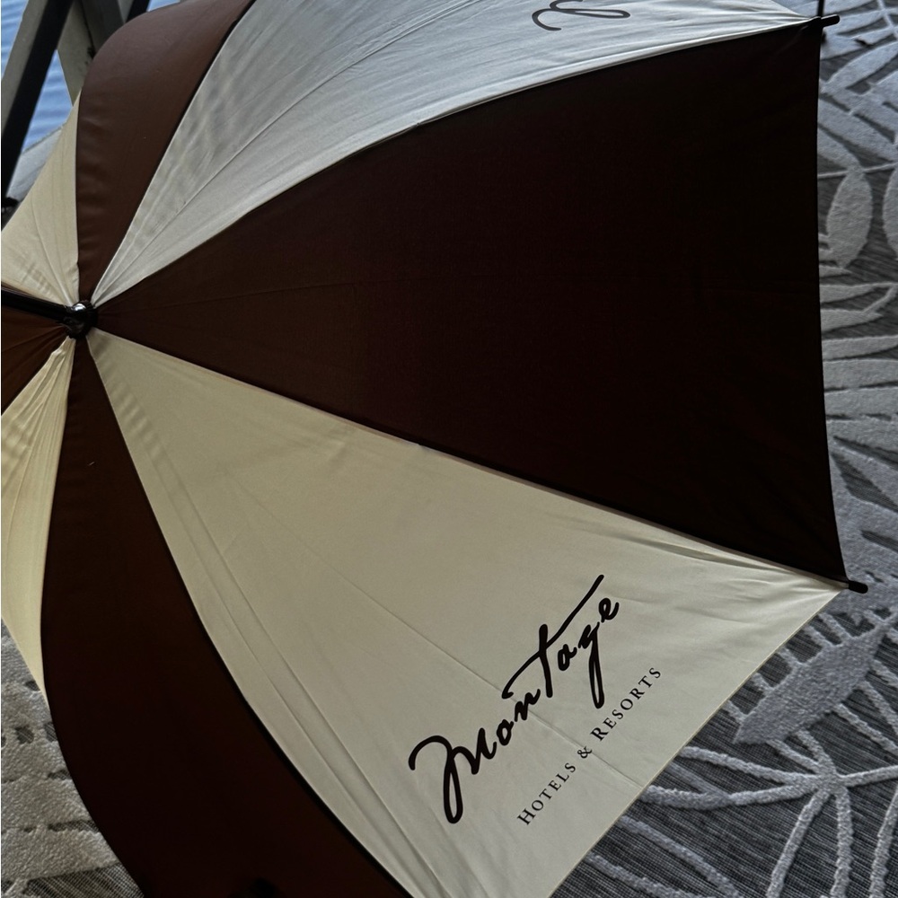 Montage Hotels & Resorts Brown and Cream Umbrella